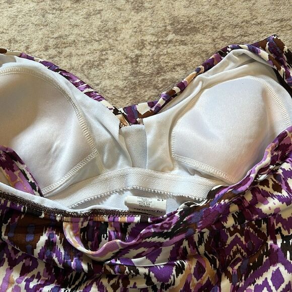 Speedo Purple and White One Piece Swimsuit Geometric Design size 12 - Picture 6 of 10
